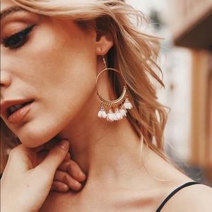 Flower Decor Hoop Drop Earrings